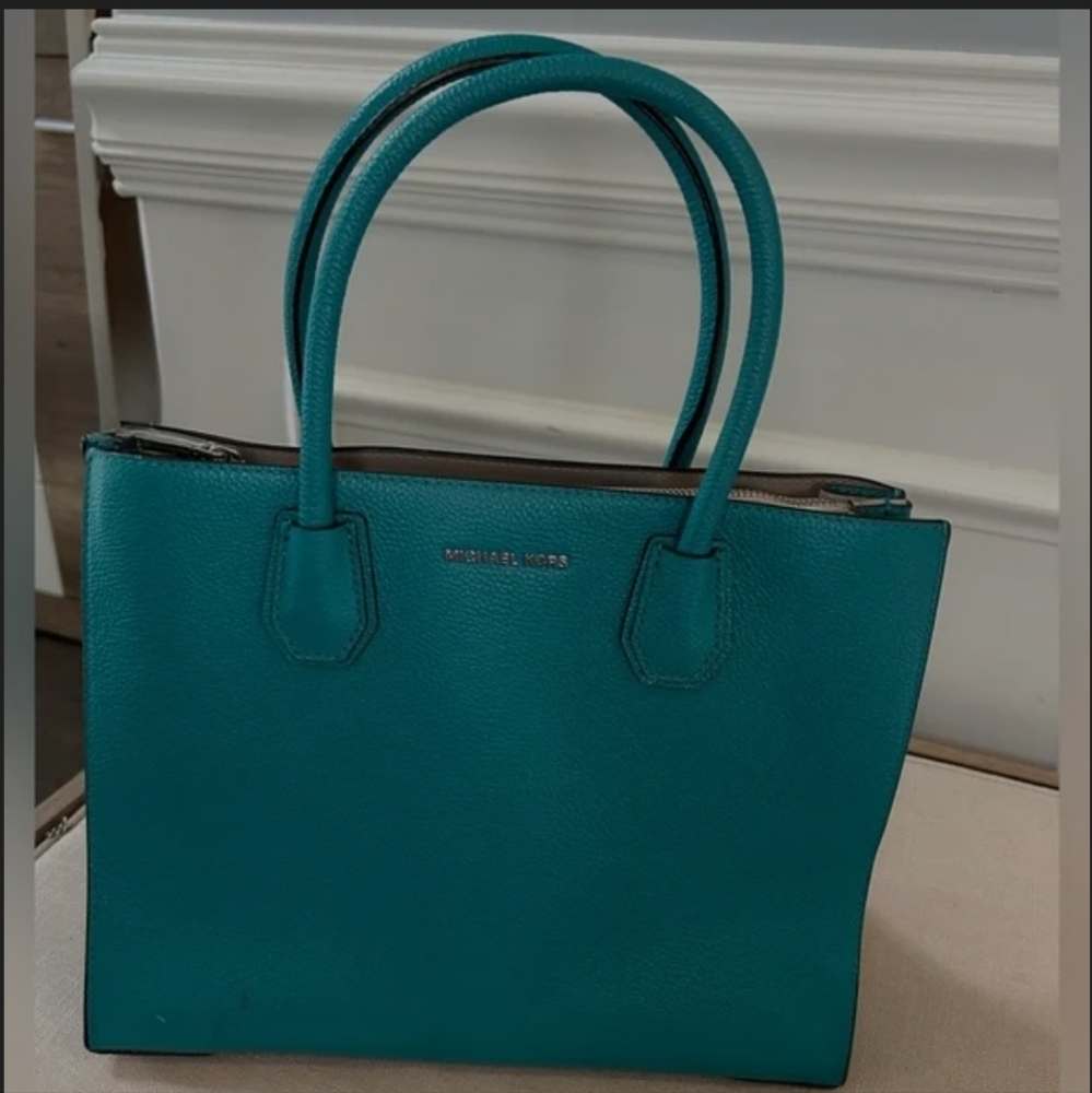 Michael Kors Teal Pebble Leather Tote Bag